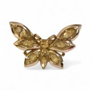 Elegant Gold and Rhinestone Butterfly Brooch